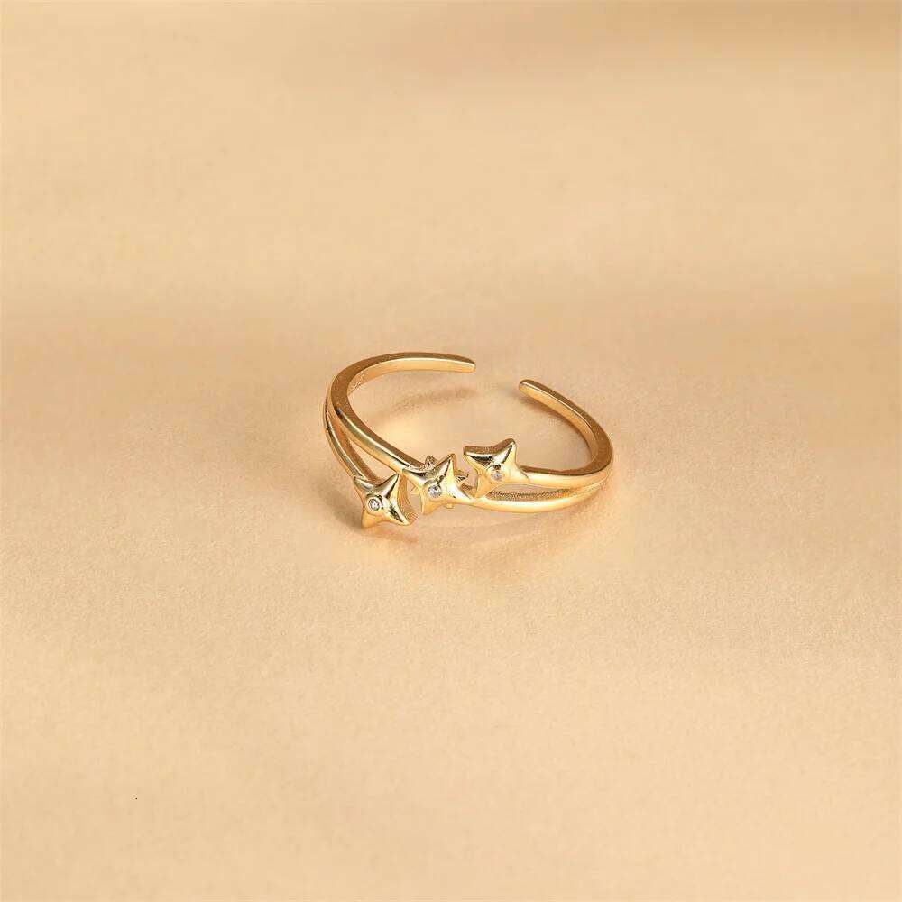 Aide 925 Sterling Silver Three Star Rings Boho Minimalist Band Ring Fashion Kpop Jewelry Birthday New Year Gift for Lover Friend