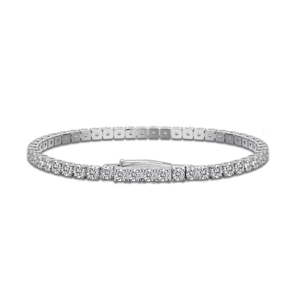 Factory Price 925 Silver Tennis Chain Bracelet 2mm 25mm Diamond VVS Moissanite Iced Out Hip Hop Style