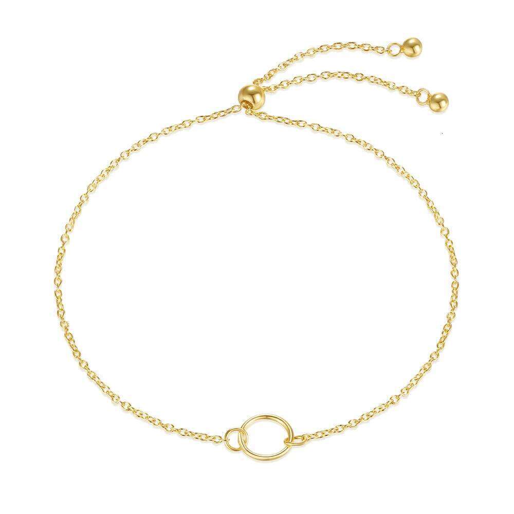Aide 925 Sterling Silver Geometric Circle Pull Out Adjustable Chain Bracelet For Women High Quality Elegant K Gold Fine Jewelry