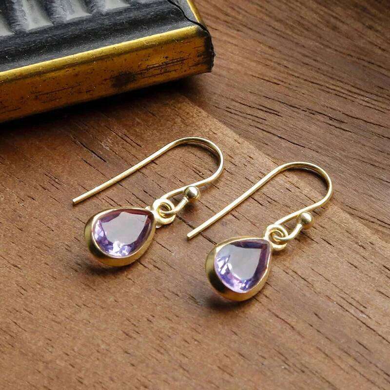 Huitan Waterdrop Purple CZ Dangle Earrings Women Wedding Engagement Aesthetic Accessory for Lady Anniversary Gift Trendy Jewelry
