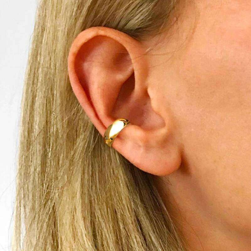 Aide 925 Sterling Silver Smooth Chunky C Shape Ear Cuffs For Women Gift Minimalist No Piercing Cartilage Versatile Clip Earrings
