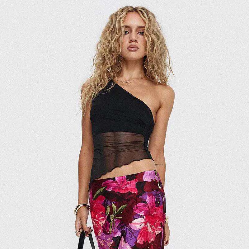 Women Asymmetrical Crop Top Fashion One Shoulder Tank Sleeveless Tops Summer Shirts Casual Female Clothes