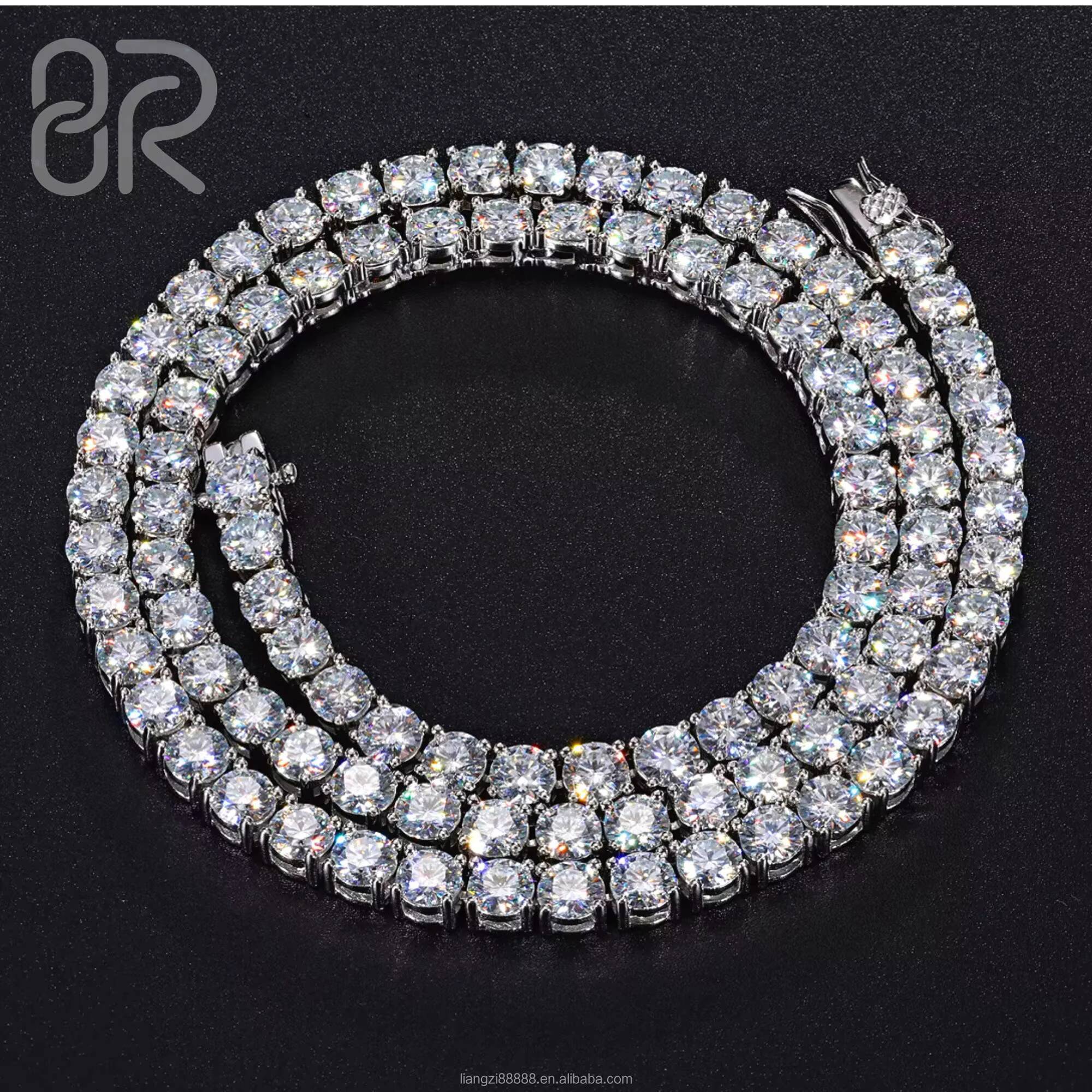 Wholesale Price Moissanite Tennis Chain Necklace Iced Out Round Brilliant Cut Gold Plated 925 Silver Fine Bracelet Jewelry