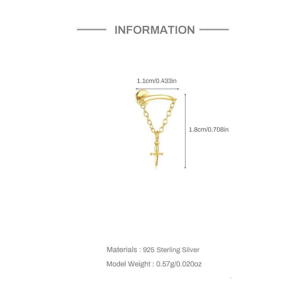 AIDE 925 Sterling Silver Cartilage Stud Women's Earrings Septum Piercing Zircon Ear Hoop Lobe Tragus Helix Jewelry Pendientes