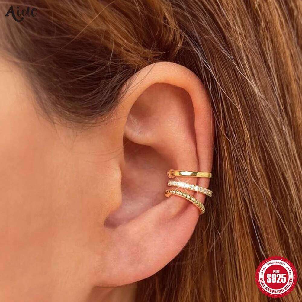 Aide 925 Sterling Silver Simple Design Mini Zircon Stud For Women Girls Ear Clips Earring 3pieces Y2k INS Trendy Jewelry