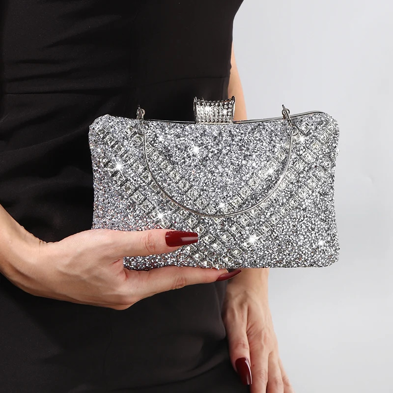 Bling Sequin Full Diamond Clutch Bag Sparkling Rhinestone Evening Bag Chain Banquet Wedding Dress Bridal Dinner Bag Women 251231