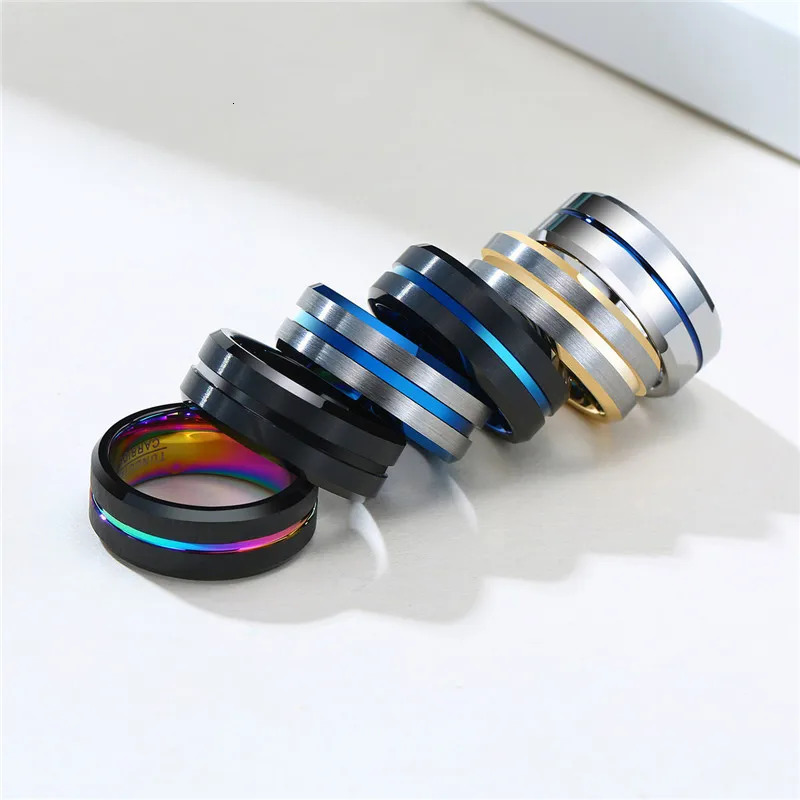 LETAPI Fashion 8mm Black Tungsten Carbide Rings for Men High Quality Punk Vintage Wedding Male Jewelry Gifts 251230