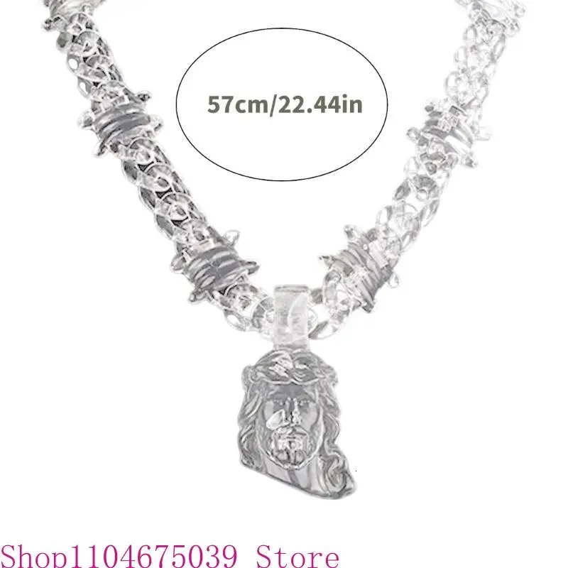 Hiphop Acrylic Pendant Necklace Fashion Neck Jewelry Statement Spikes Chain Jewelry Suitable for Men and Women Present 251230