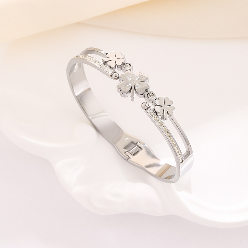 Luxury Brand Designer Jewelry Hot Selling Titanium Steel Bracelet Real Gold Plating Non-Fading High Inlaid Diamond Light Luxury Stainless Steel Bracel