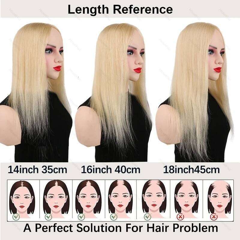 613 Blonde Human Hair Toppers 5x5inch Durable Mono Base 14 16 18 inch 130% Denisty Seamless Linepart Can be Dyed & Restyled