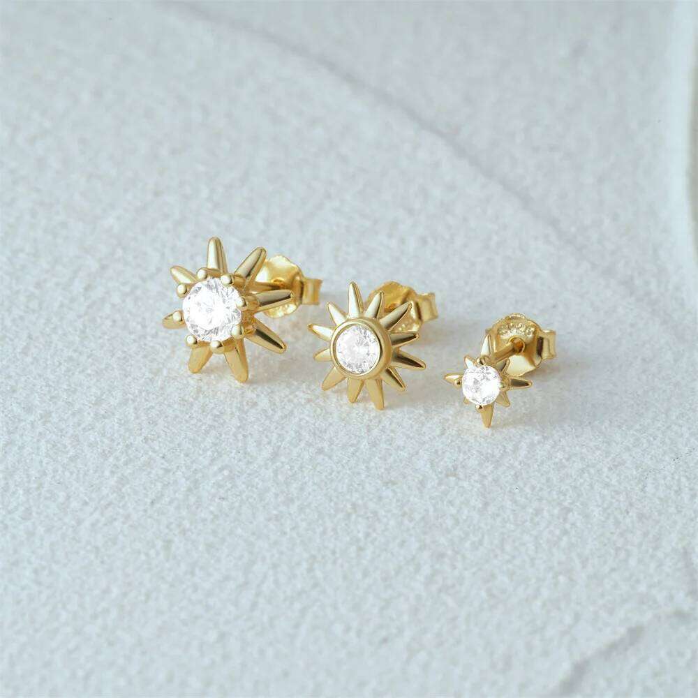 Aide 925 Sterling Silver 3pcs Set 2.5/3/mm Zircon Gold Plated Star Piercing Bar Stub Earring Women Minimalist Jewelry Party Gift