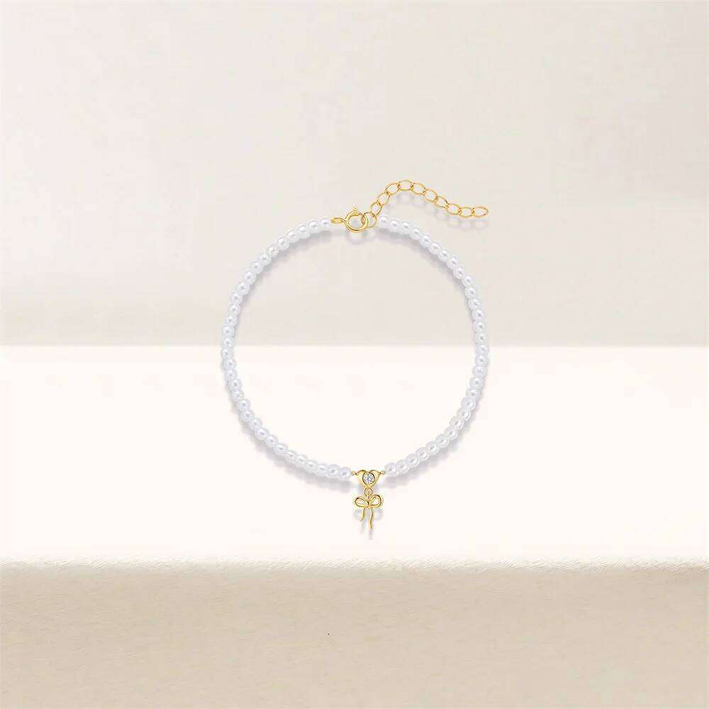 Aide 925 Sterling Silver Elegance Temperament Butterfly Pendant Pearl Bead Chain Minimalist Bracelet For Women Jewelery