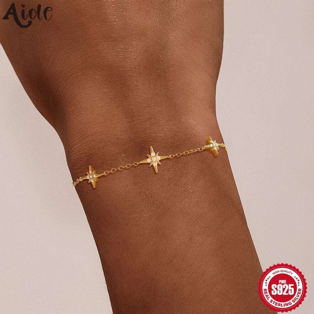 Aide 925 Sterling Silver For Women Gold Color Cute Bow Bracelet Female Mother's Valentine's Day Gift Jewelry
