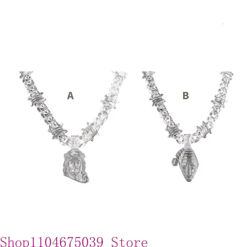 Hiphop Acrylic Pendant Necklace Fashion Neck Jewelry Statement Spikes Chain Jewelry Suitable for Men and Women Present 251230