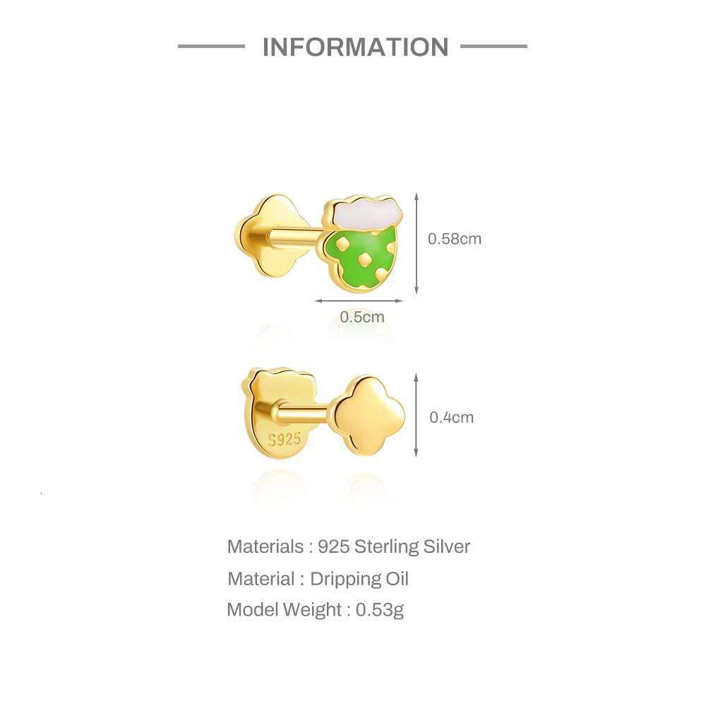Aide 925 Sterling Silver Small Zircon Xmas Earrings For Women Piercing Gold Minimalist Daily Jewelry Y2K Party Gift