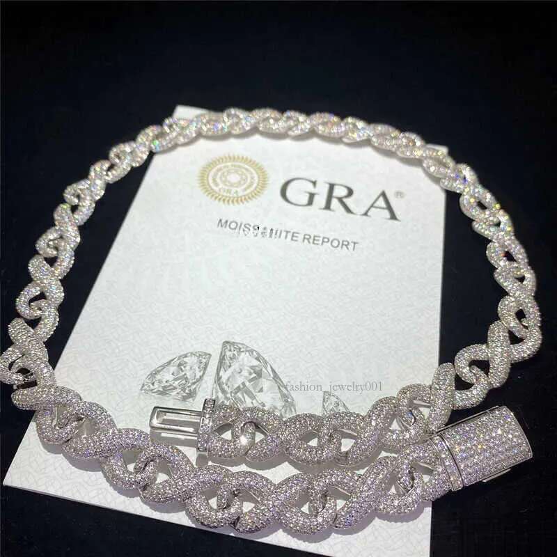 bracelet necklace mossanite Full Iced Out Classic Box Clasp Moissanite Link Fine Hip Hop Men Jewelry Cuban Necklace Bling Dia Chain Free of charge del