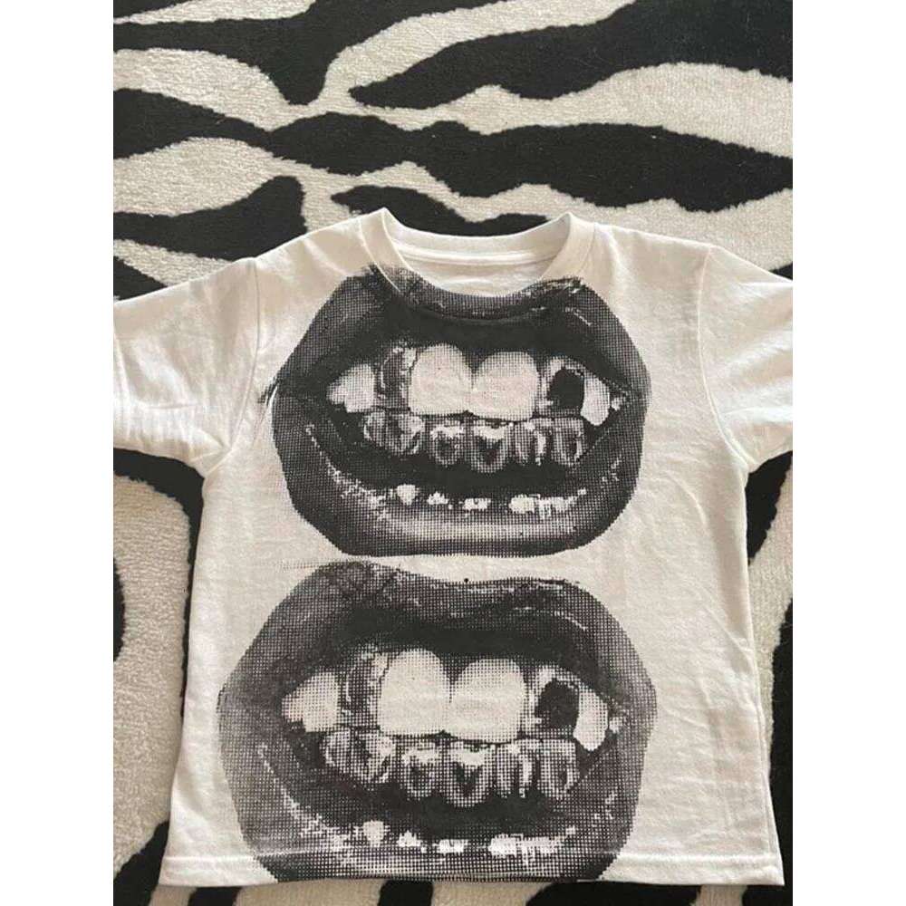 Punk Y2K Baby Short Sleeve Street Leisure Basic T-shirt Women's 2025 Summer Top E Girls' Gothic EMO