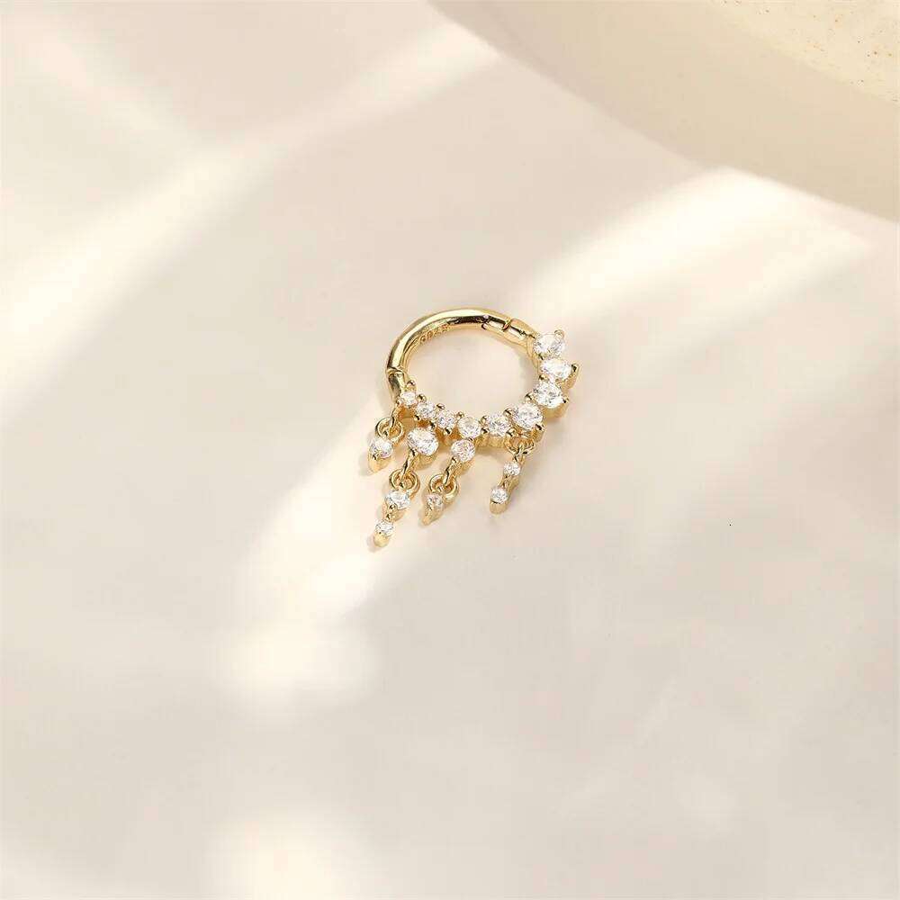 Aide 1PC Zircon Threaded Puncture Ear Bone Nail 925 Sterling Silver Tassel Geometric Flat Back Piercing Earring Simple Navel