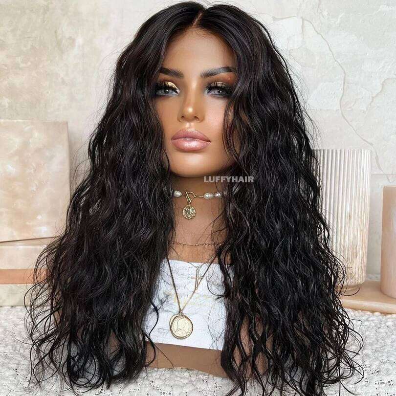 Deep Wave Wigs Malaysian Curly Full Human Hair Wet Wavy Waterwave Glueless Lace Wig for Women