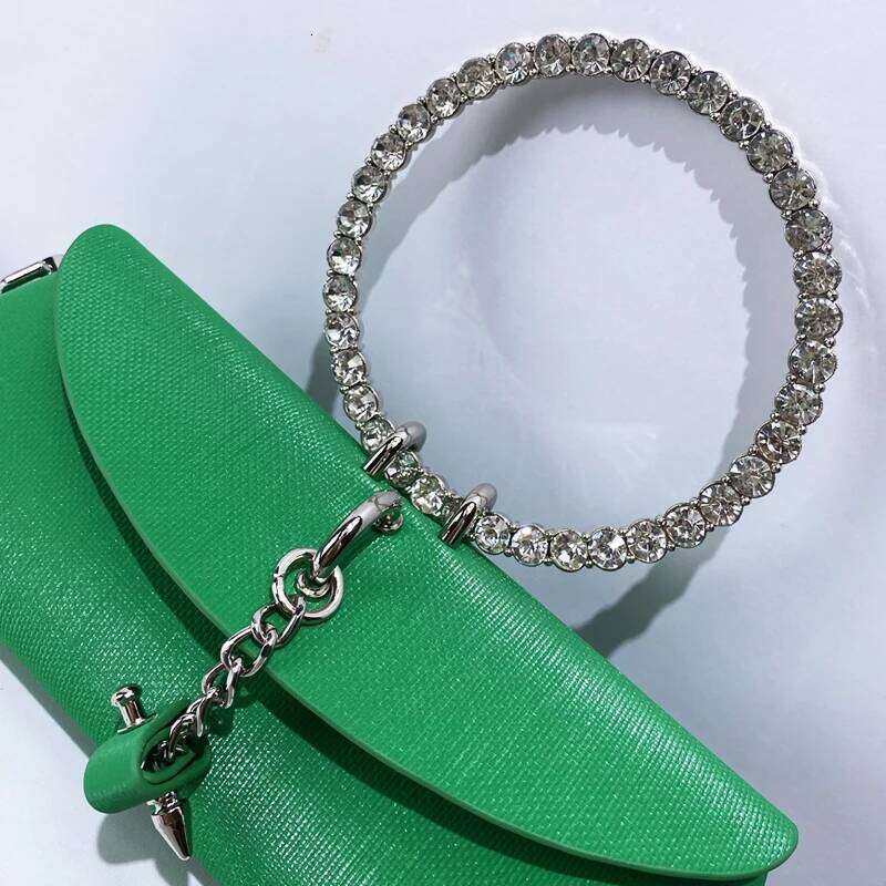 Ladies Evening Bags For Women Luxury Designer Handbags Purses 2024 New In PU Ring Handle Mosaic Imitation Diamond Chain Shoulder