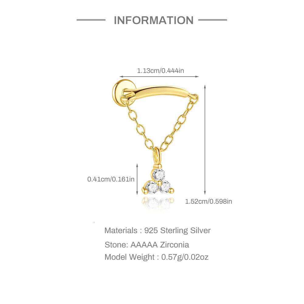 Aide 925 Sterlibg Silver Flat Zircon Stud Earrings For Women Cartilage Spiral Puncture Tassel Studs Lucky Flowers Jewelry Gift