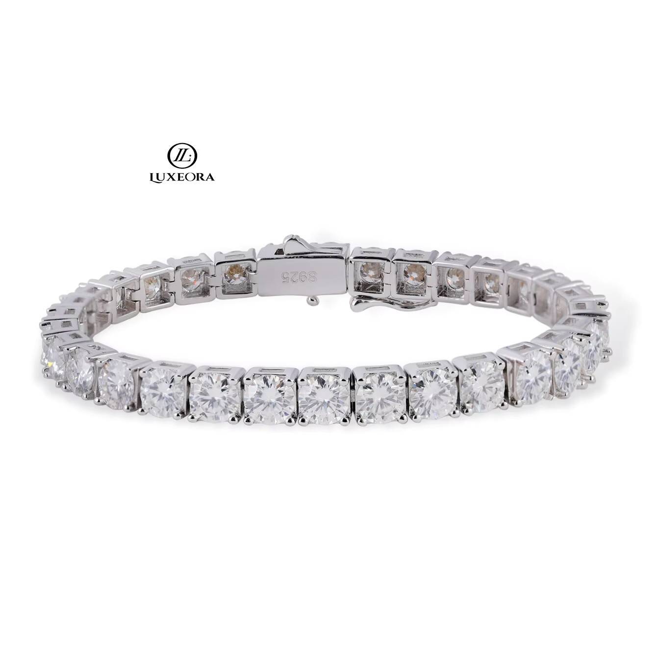 Shinny D VVS Moissanite Diamond Iced Hip Hop Bracelet Rhodium Plated 2mm-5mm LAB Tennis Bracelet for Gift or Party