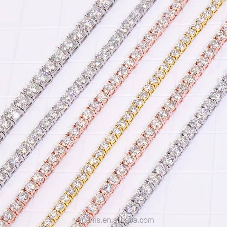 RTS Jewelry S925 Sliver 2mm 3mm 4mm 5mm 65mm Passed test Iced Out Moissanite GRA Certificate Tennis Chain Necklace
