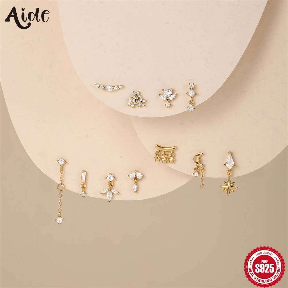 Aide 925 Sterling Silver 1PC Cartilage Spiral Puncture Stud Earring For Women Simple White Zircon Piercing Earrings Party Gift