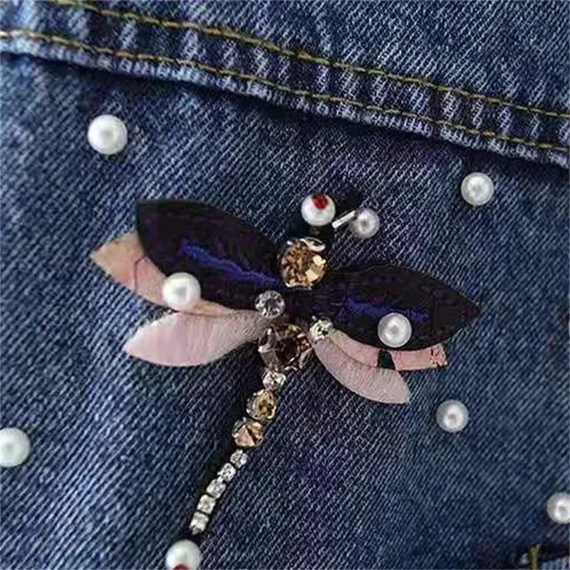 Autumn Ladies Short Beading Denim Jacket Retro Women Long Sleeves Outwear Femme Fashion Cowboy Tops Coat 251231