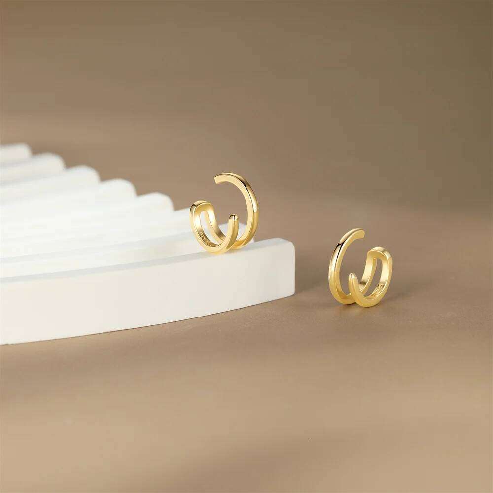 Aide 925 Sterling Silver Smooth Chunky C Shape Ear Cuffs For Women Gift Minimalist No Piercing Cartilage Versatile Clip Earrings