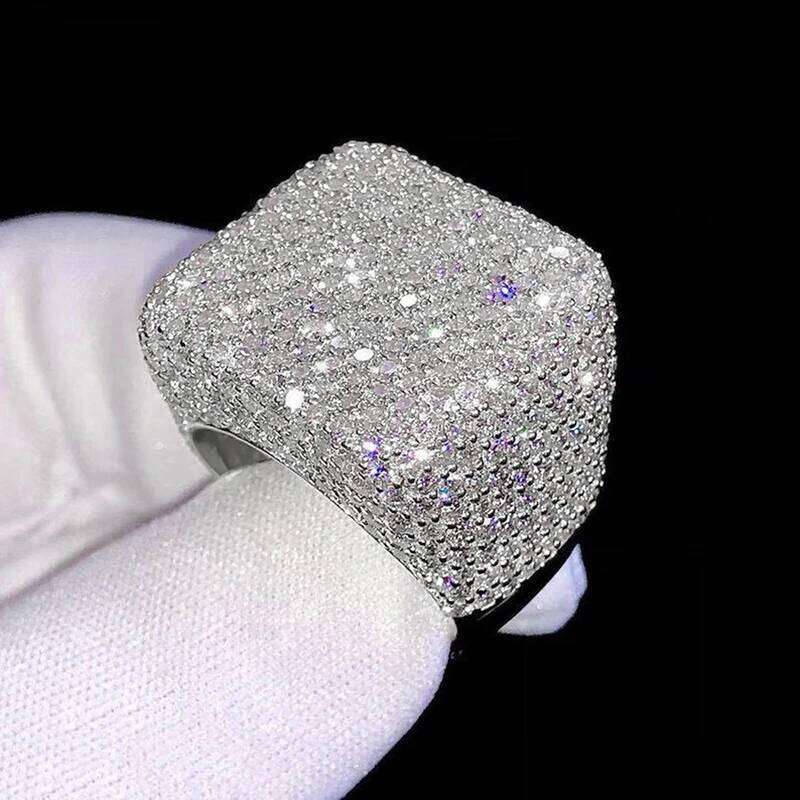 Huitan Geometric Square Shaped Cubic Zirconia Women Rings for Wedding Engagement Band Accessories Sparkling Trendy Jewelry