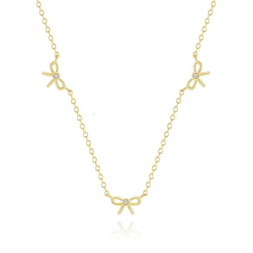 Aide 925 Sterling Silver Bow Necklace Fashion Handmake Neck Korea Choker Chain Necklaces for Women Jewelry