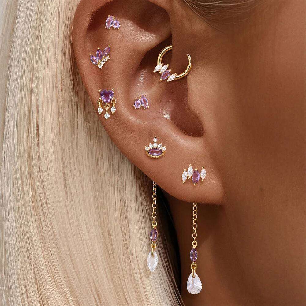 Aide 925 Sterling Silver Raw Stone Earrings Amethysts Apatite Lapis Quartz Stones Earring for Women Luxury Quality Jewelry Girls