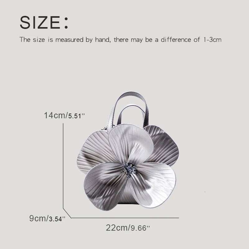 Appliques Petal Evening Bags For Women Luxury Designer Handbag And Purses 2024 New In PU Flower With Inner Pocket Chain Shoulder