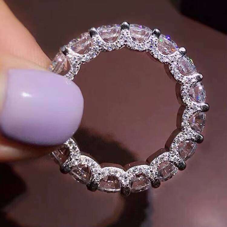 European and American Popular Hip-hop Mossanite 925 Slverr Fashion Exaggerated Personality Ring