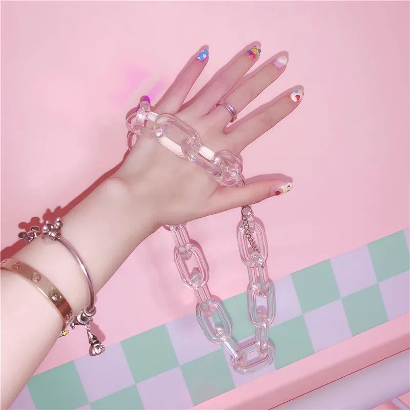 FishSheep Rock Punk Big Clear Acrylic Chain Chunky Choker Necklace Statement Resin Long Chain Pendant Necklace Women Jewelry 251230