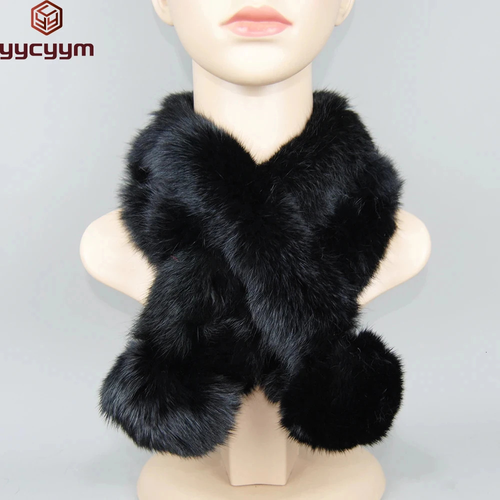 2025 Russian Women Genuine Rabbit Fur Scarf Winter Ladies Warm Real Rabbit Fur Muffler Fluffy Pompoms Natural Fur Scarves 251225