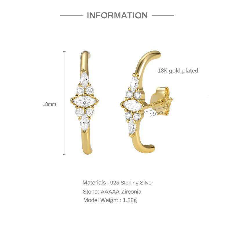 Aide 925 Sterling Silver Sparkling White Zircons Flower Cartilage Earlobe Wrap Earrings For Women Versatile Line Shape Studs