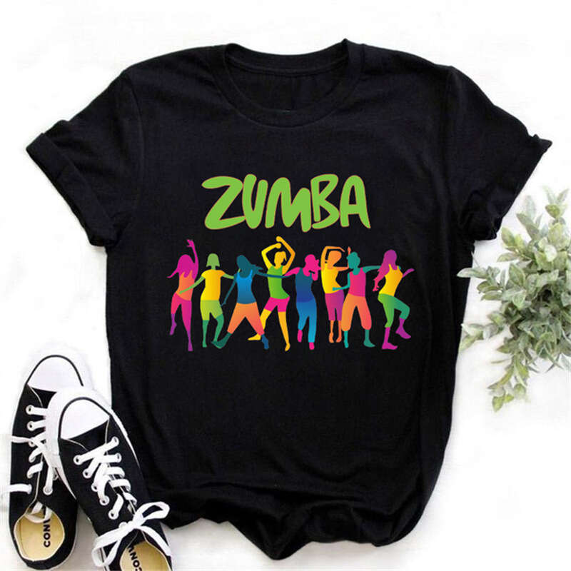 Cross-Border Hot Sale ZUMBA Zumba Dancer Printed Short Sleeve T-Shirt Women's Top