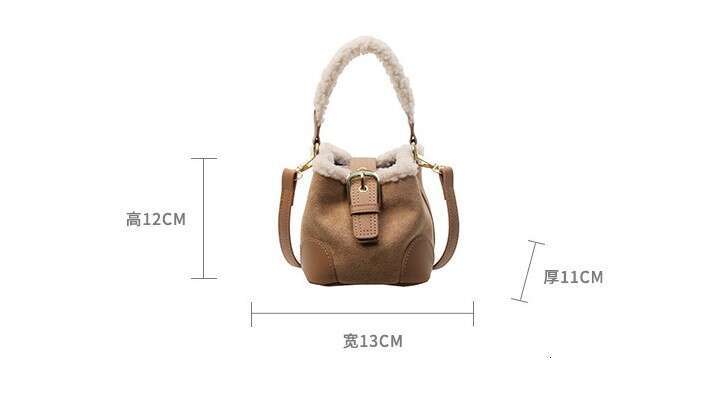Hot Selling Women's Bags Bucket Shoulder Autumn Winter Vintage Versatile Lamb Wool Handbag Elegant Fashion Crossbody Bag DIDENGLAOREN