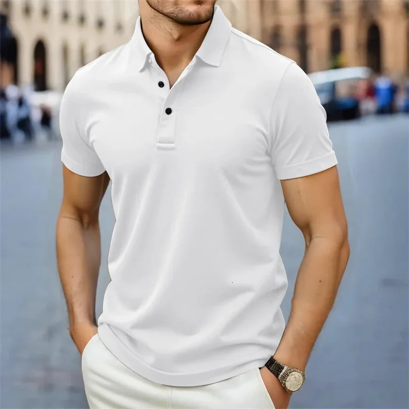Mens Casual and Fashionable Simple Collared Short Sleeved Polo Shirt Summer Comfortable Breathable and Versatile Top 251230