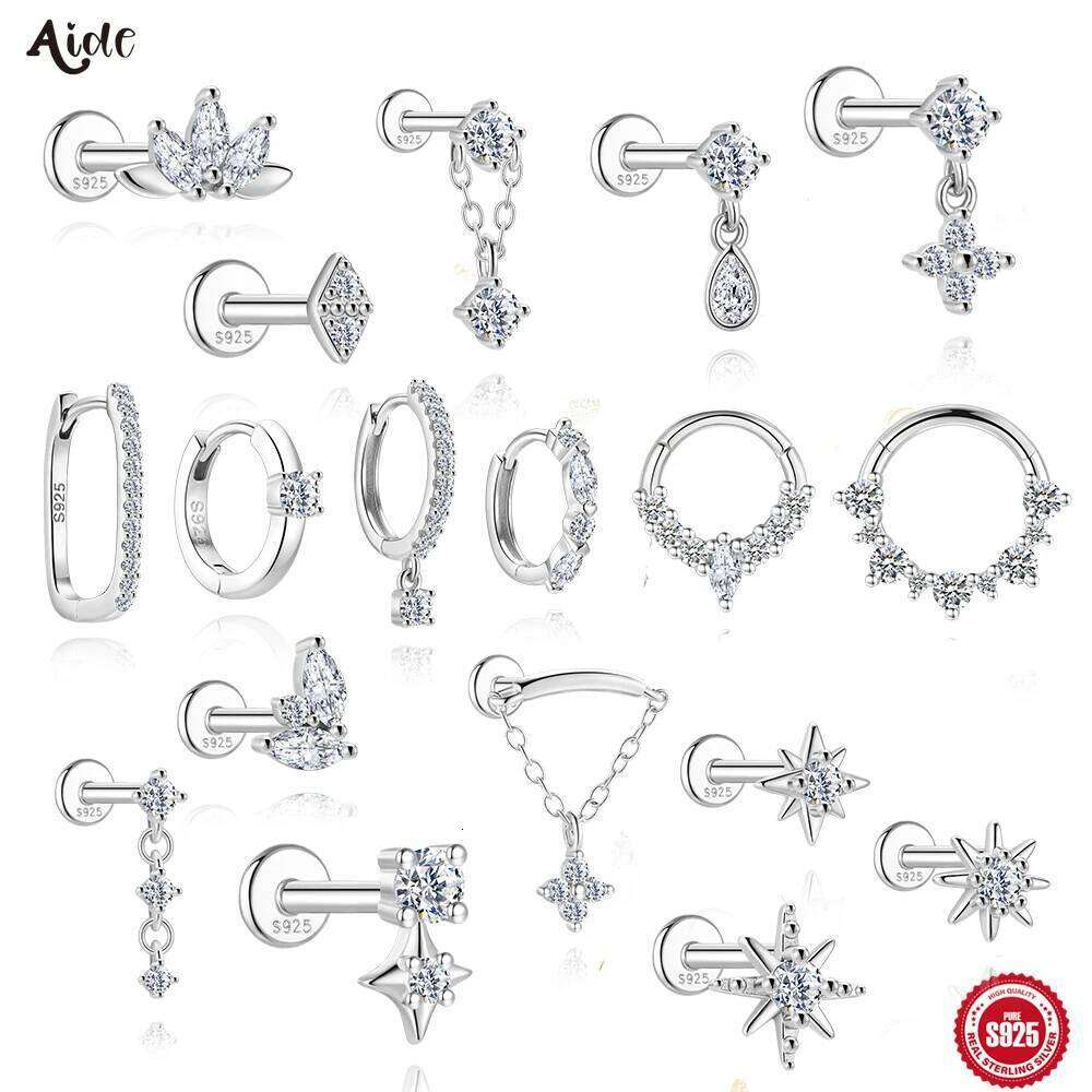 Aide S925 Sterling Silver Valentine's Day GiftsMoissanite Piercing Jewelry Multi-Style Layered Ear Looks Stud Earring For Girls