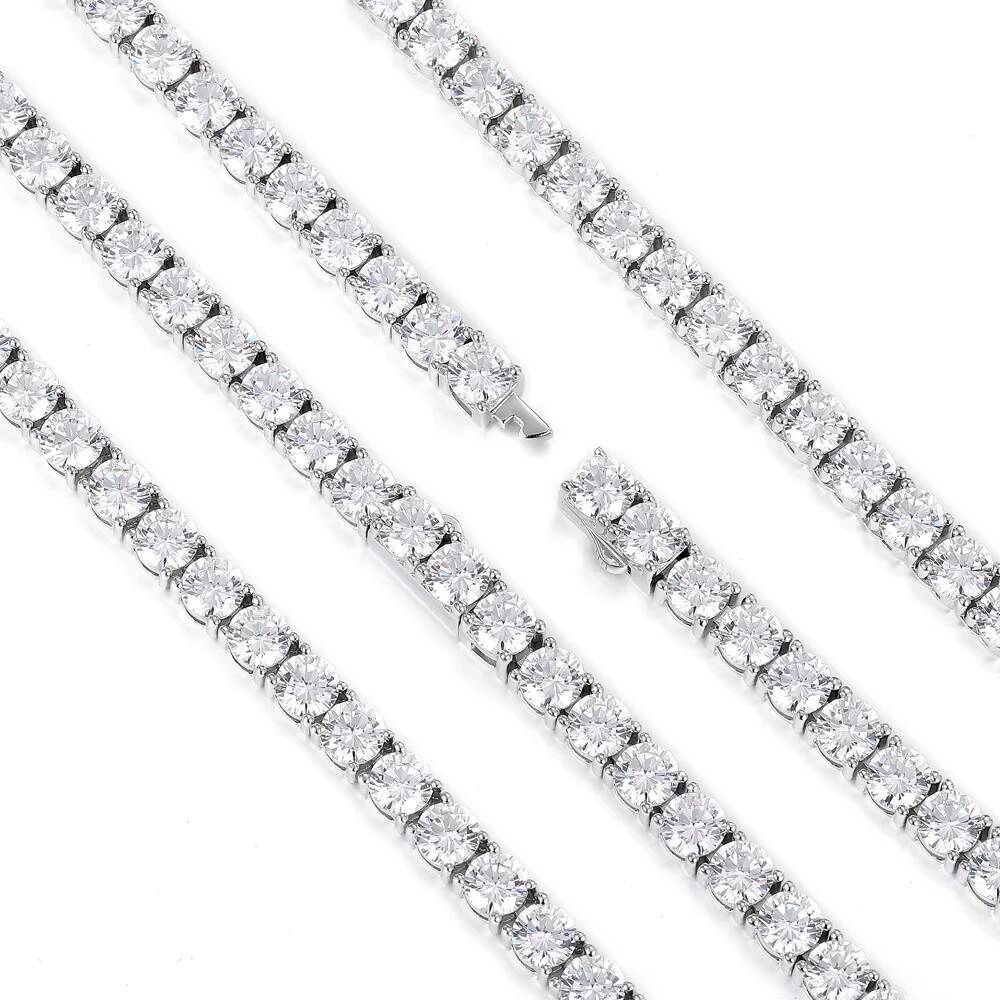 4mm Wholesale Custom Chain Tennis Necklace 925 Sterling Silver GRA Moissanite Lab Diamond Hip Hop Tennis Necklace for Men