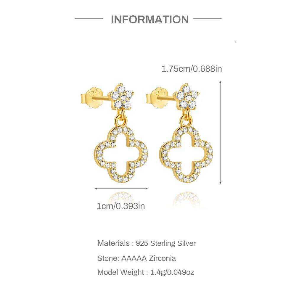 Aide 925 Sterling Silver Creative Hollow Four Plum Blossom Simple Style Four-Leaf Clover Handmade DIY Studs Jewelry Accessories