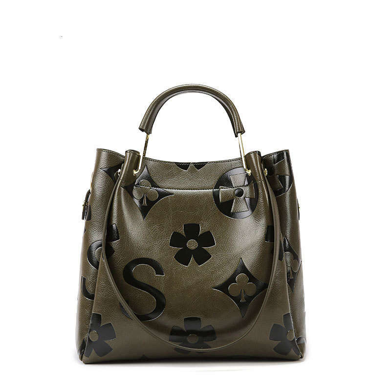 Handbag Cross-Border New Style for Women High-End Large Capacity Tote Fashion Embossed Commuter Mother-Daughter Bucket Bag
