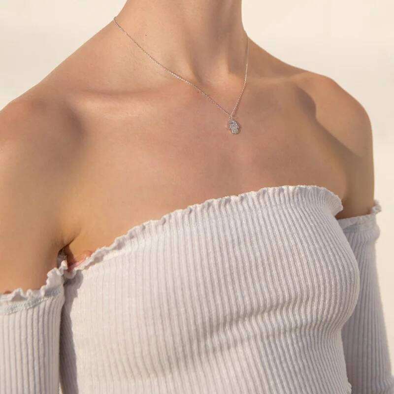 Aide 925 Sterling Silver Punk Bling Ice Out Hamsa Hand for Men Women Gift Fatima Zircon Palm Pendants Necklace Jewelry