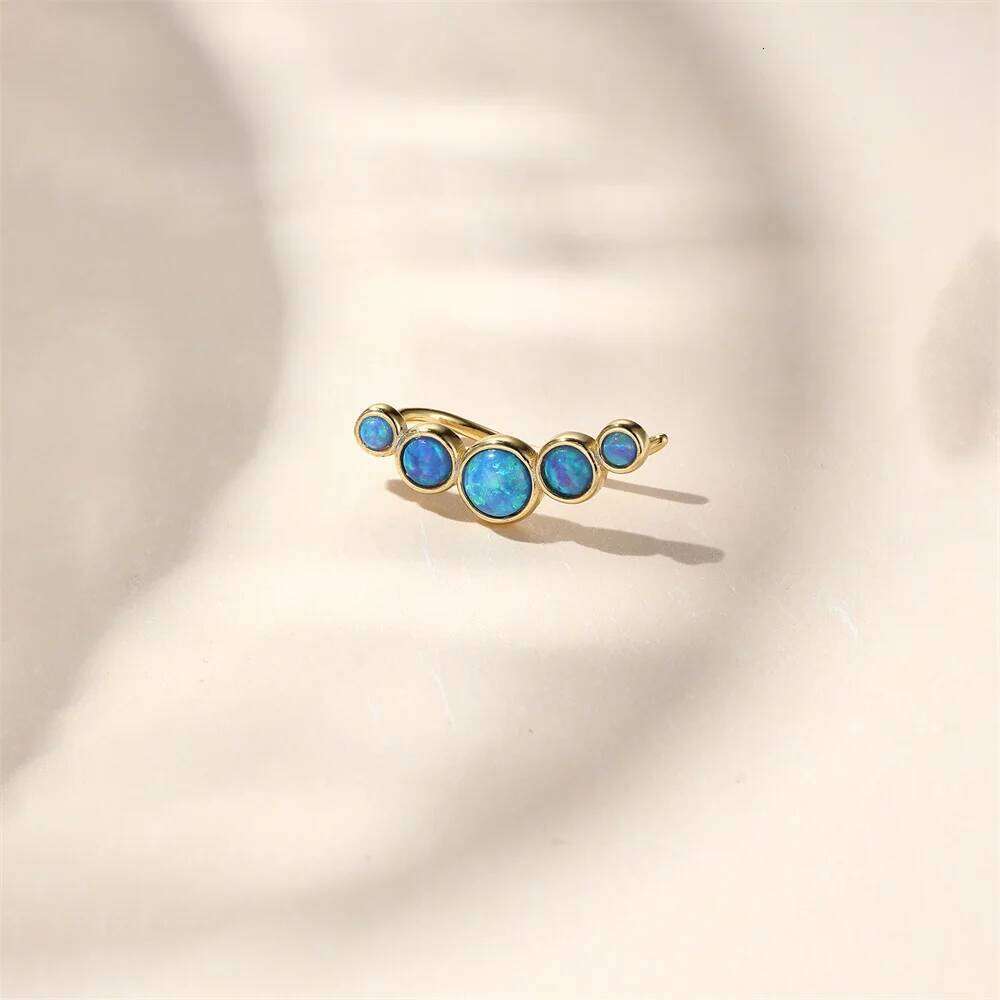 Aide 925 Sterling Silver Blue Fire Opal Stud Earring Screw Back Earrings For Women Vintage Wedding Jewelry Minimalist Gift 1PC