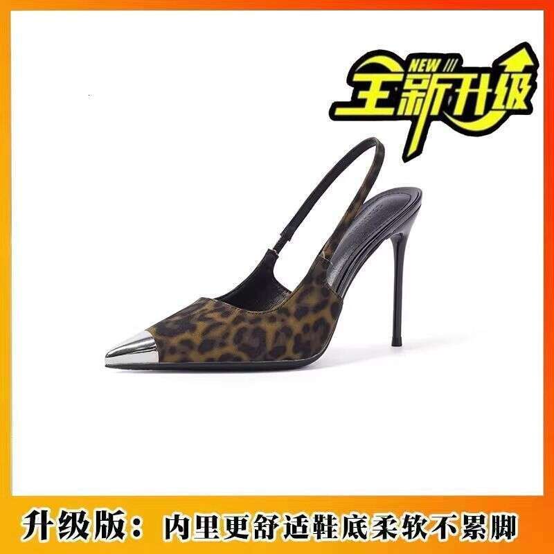 Metal Iron Leopard Print Stiletto Heel Pointed Toe High Heels for Women 2026 Spring Winter New Niche Design Sense Shallow Mouth Single Shoes