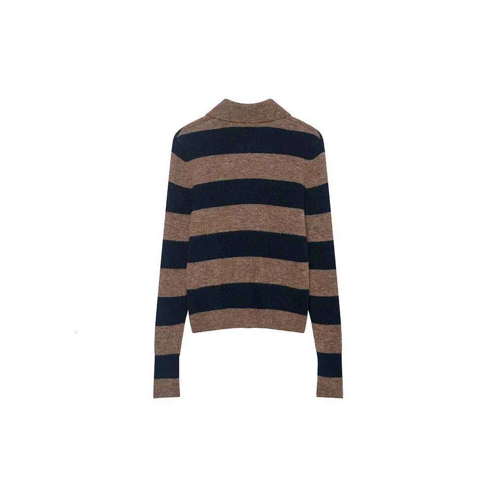 New Contrast Striped Knit Cardigan Women's Autumn And Winter Loose Short Coat Color Matching Sweater