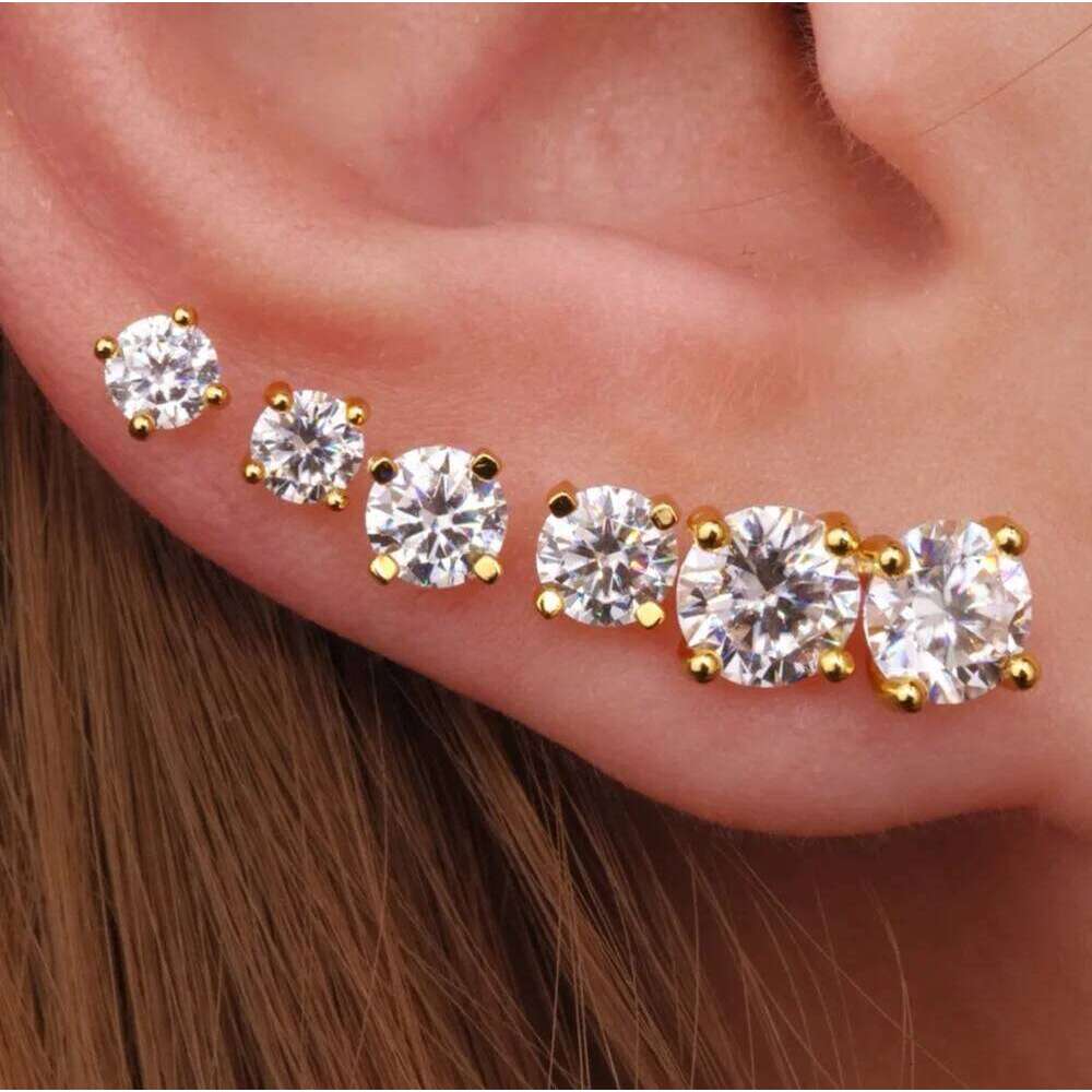 Aide 100% Real Moissanite Diamond Stud Earrings for Women S925 Silver Platinum Plated Bride Wedding Party GRA Fine Jewelry